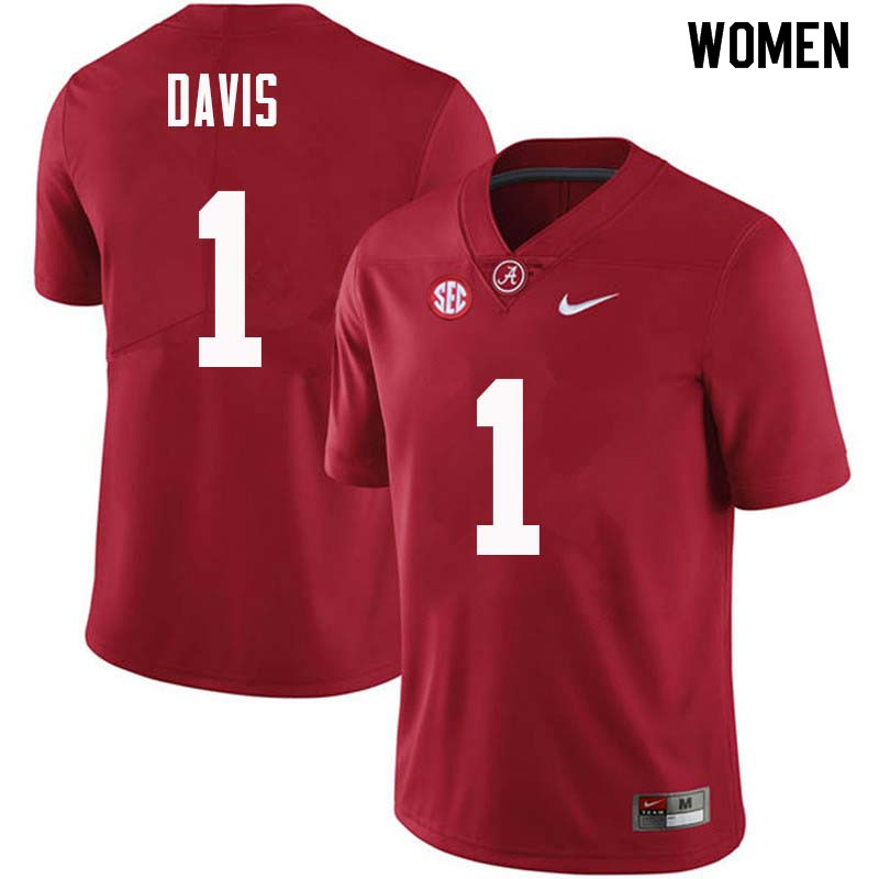 Women #1 Ben Davis Alabama Crimson Tide College Football Jerseys Sale-Crimson